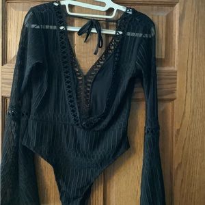 Black Lacey Top; bell sleeves